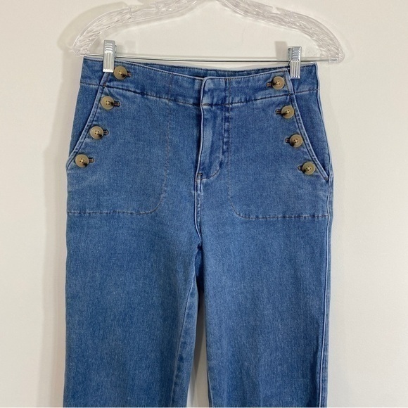 Talbots 2 Sailor Jeans Mystic Wash High Rise Trouser Denim‎ Button Details - Picture 4 of 14
